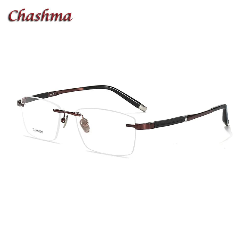 Chashma Ochki Men's Rimless Square Titanium Eyeglasses 9058 Rimless Chashma Ochki   