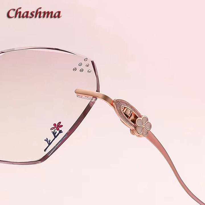 Chashma Ochki Women's Rimless Flat Top Polygon Titanium Eyeglasses 2611 Rimless Chashma Ochki   