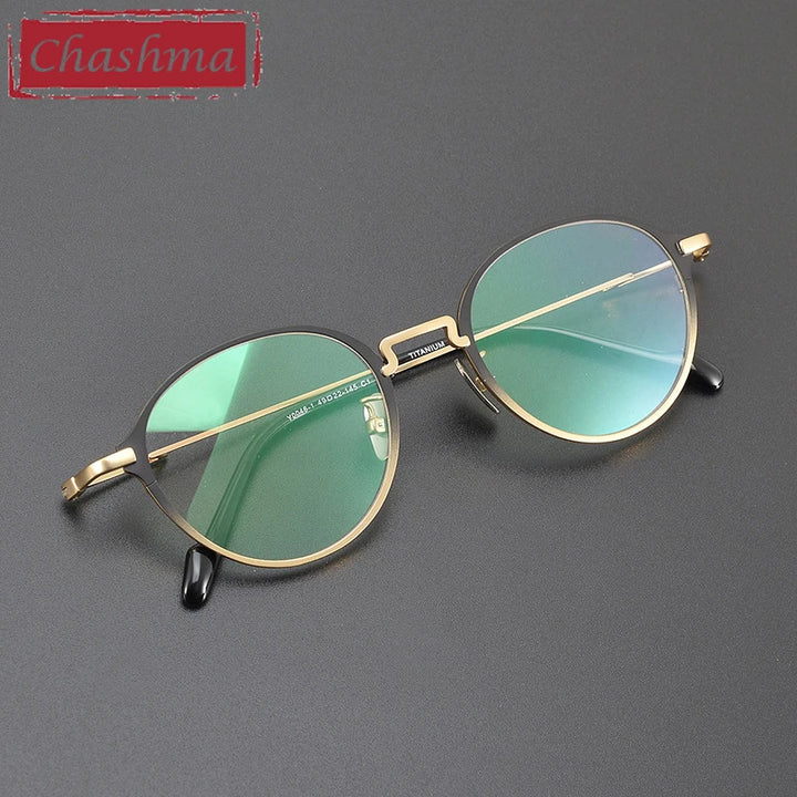 Chashma Ochki Unisex Full Rim Round Titanium Eyeglasses 360046