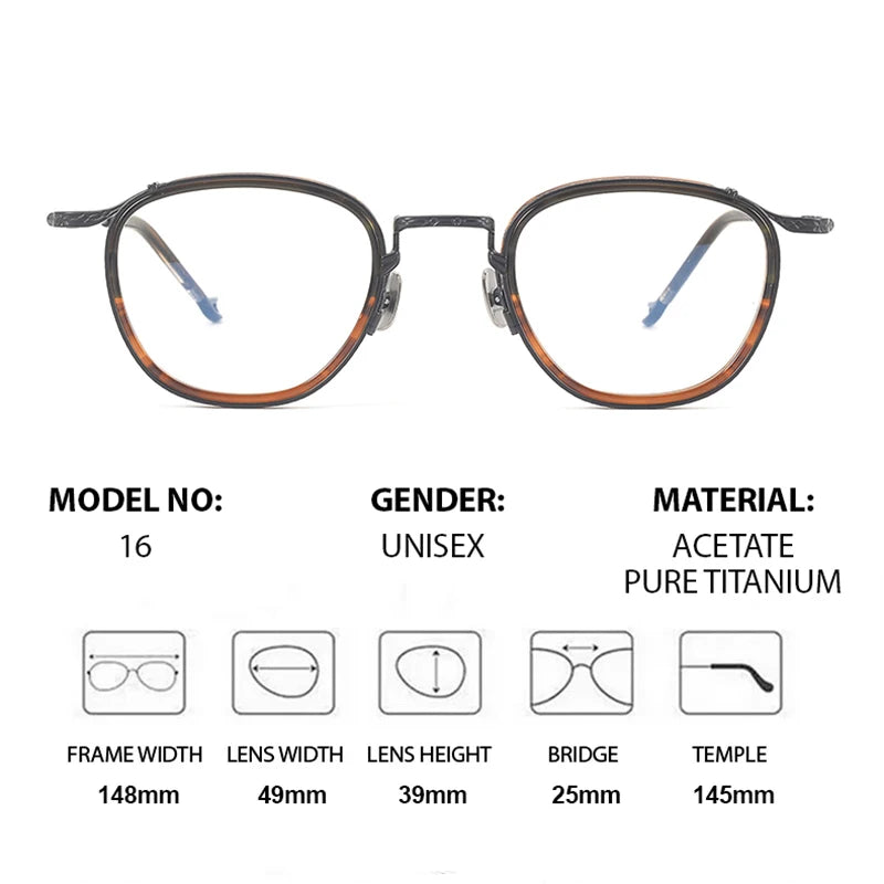 Chashma Unisex Full Rim Square Round Acetate Titanium Eyeglasses 778416.