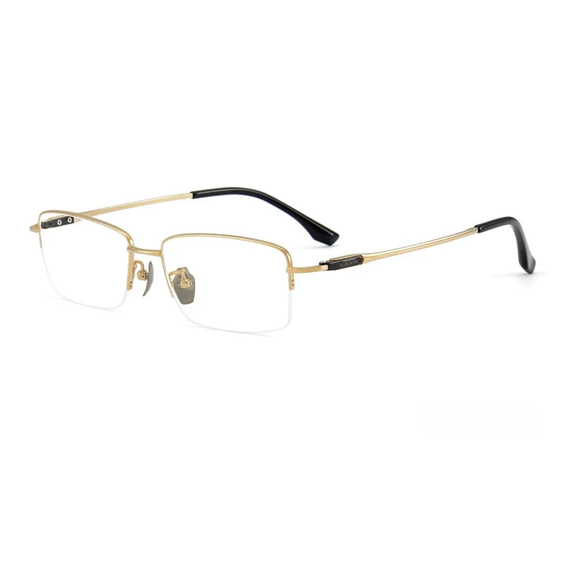 Chashma Ochki Unisex Semi Rim Big Square Titanium Eyeglasses 690053