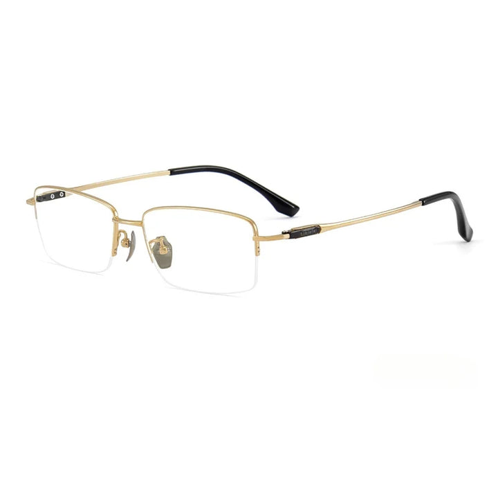 Chashma Ochki Unisex Semi Rim Big Square Titanium Eyeglasses 690053