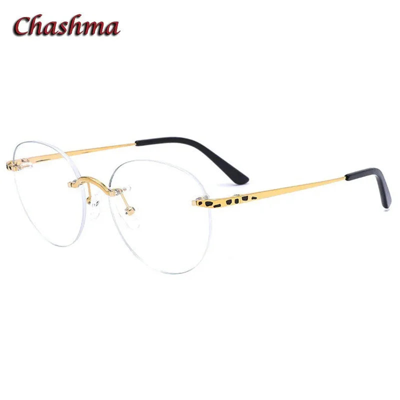 Chashma Ochki Unisex Rimless Round Titanium Eyeglasses 2290 Rimless Chashma Ochki Gold  