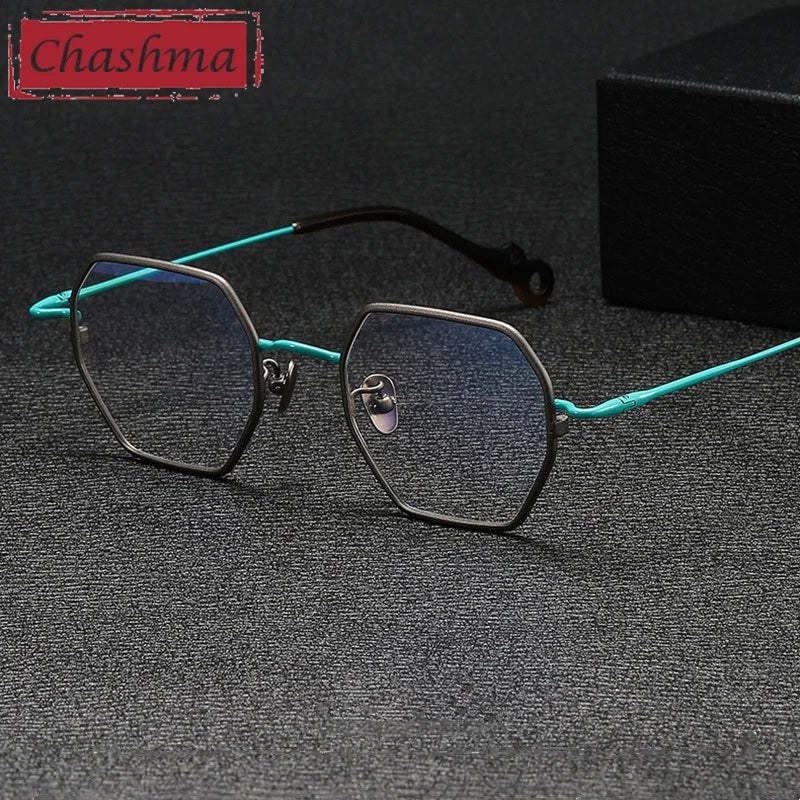 Chashma Unisex Full Rim Hexagon Square Titanium Eyeglasses 35961