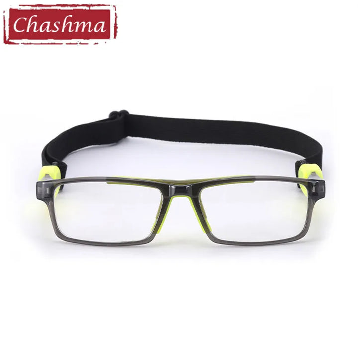 Chashma Ottica Unisex Full Rim Square Tr 90 Titanium Sport Eyeglasses C050 Full Rim Chashma Ottica Dark Gray-Yellow  