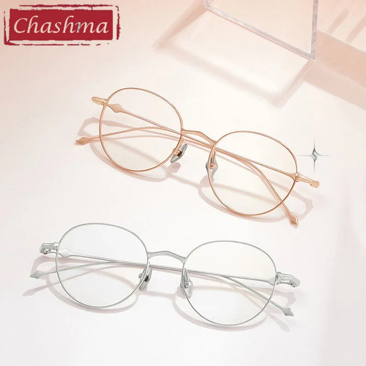 Chashma Ottica Women's Full Rim Round Titanium Eyeglasses Full Rim Chashma Ottica   