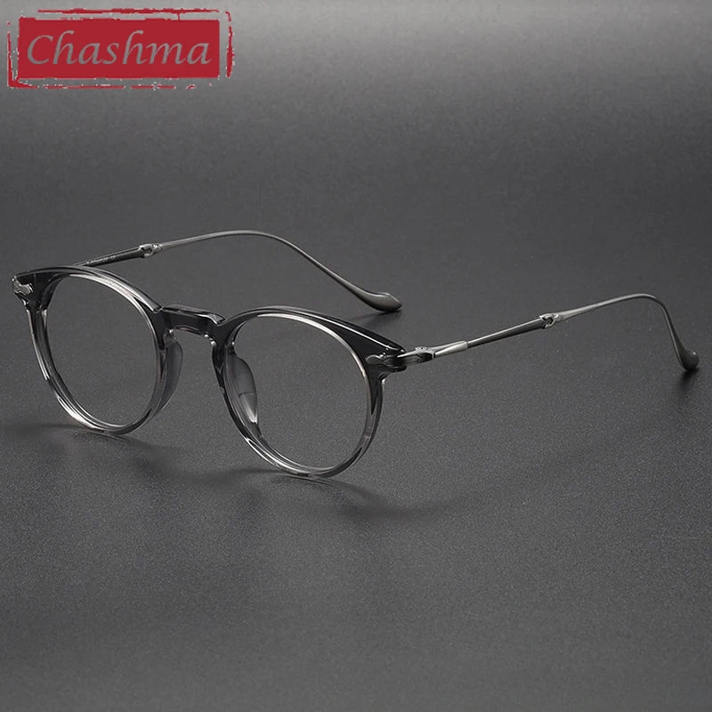 Chashma Ochki Women's Full Rim Round Acetate Titanium Eyeglasses 932056