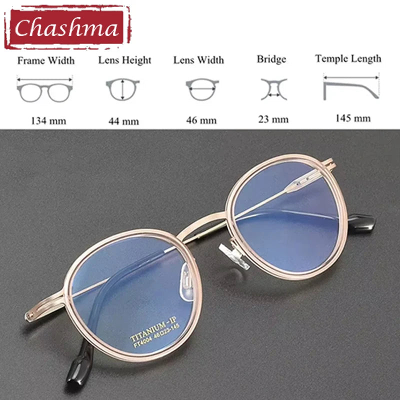Chashma Ottica Women's Full Rim Round Acetate Titanium Eyeglasses 404004