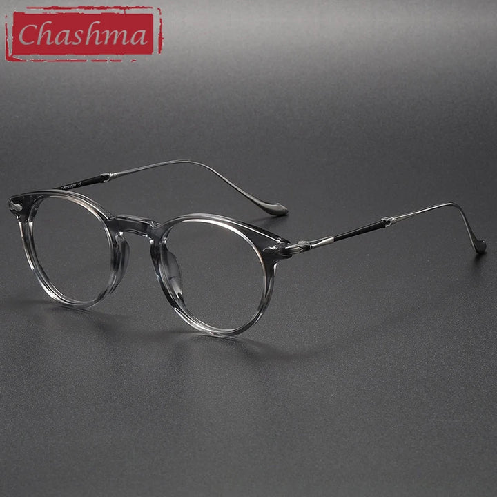 Chashma Ochki Women's Full Rim Round Acetate Titanium Eyeglasses 932056