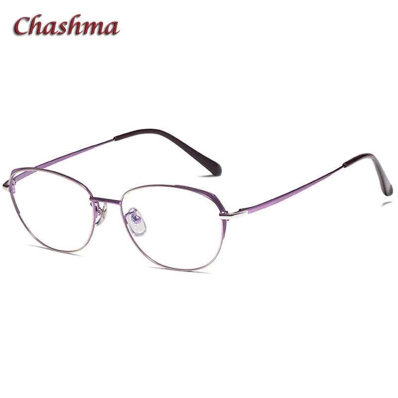 Chashmam Ochki Women's Full Rim Square Oval Titanium Eyeglasses Full Rim Chashma Ochki Purple-Silver  