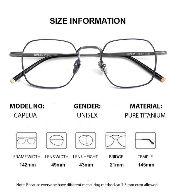 Chashma Unisex Full Rim Square Polygon Titanium Eyeglasses 14249 Full Rim Chashma   