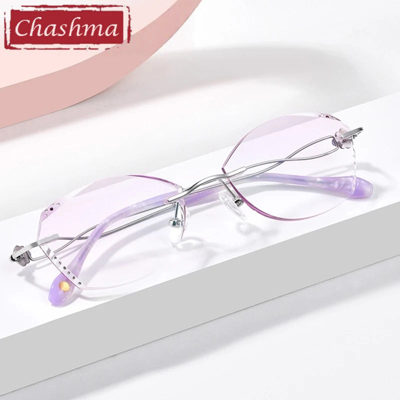 Chashma Women's Rimless Square Butterfly Titanium Eyeglasses 699138