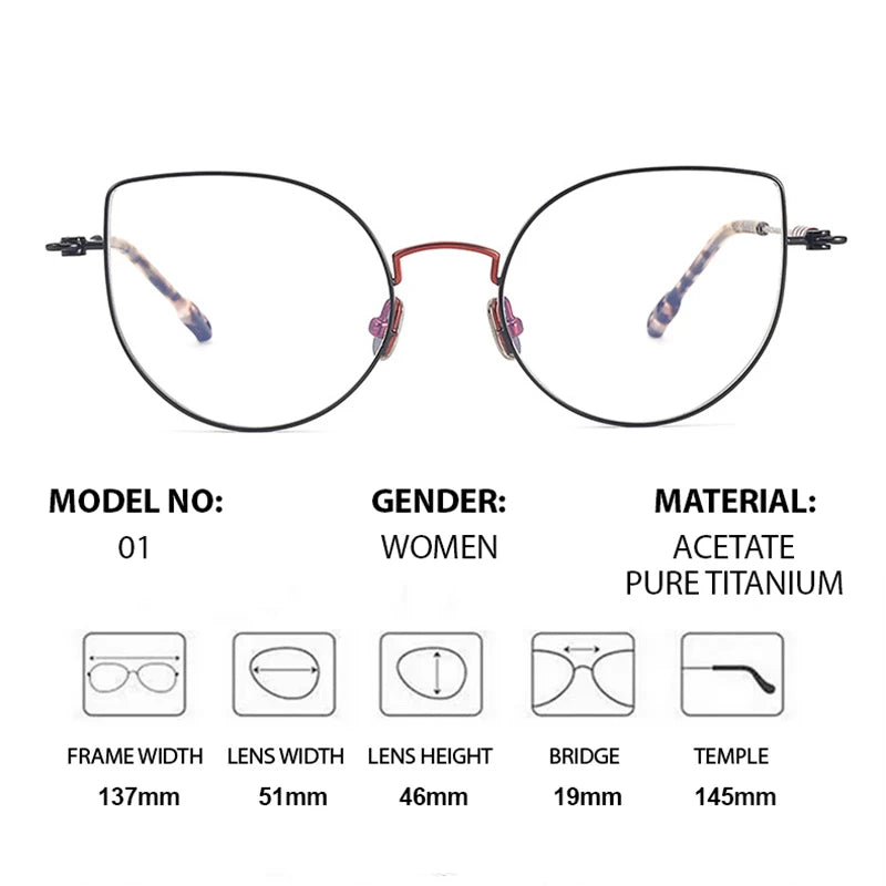 Chashma Women's Full Rim Cat Eye Acetate Titanium Eyeglasses 771001