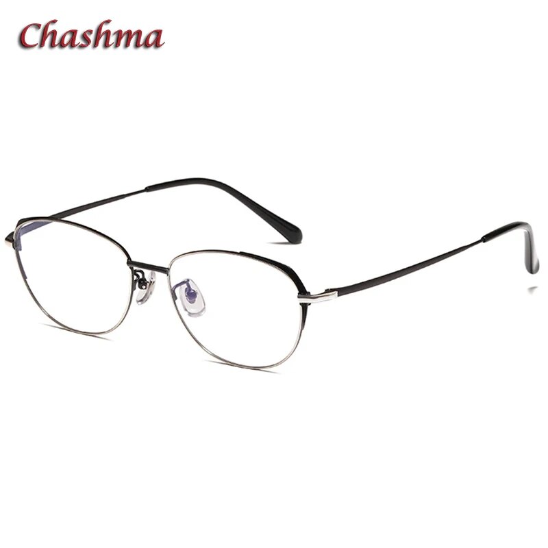 Chashmam Ochki Women's Full Rim Square Oval Titanium Eyeglasses Full Rim Chashma Ochki Black-Silver  