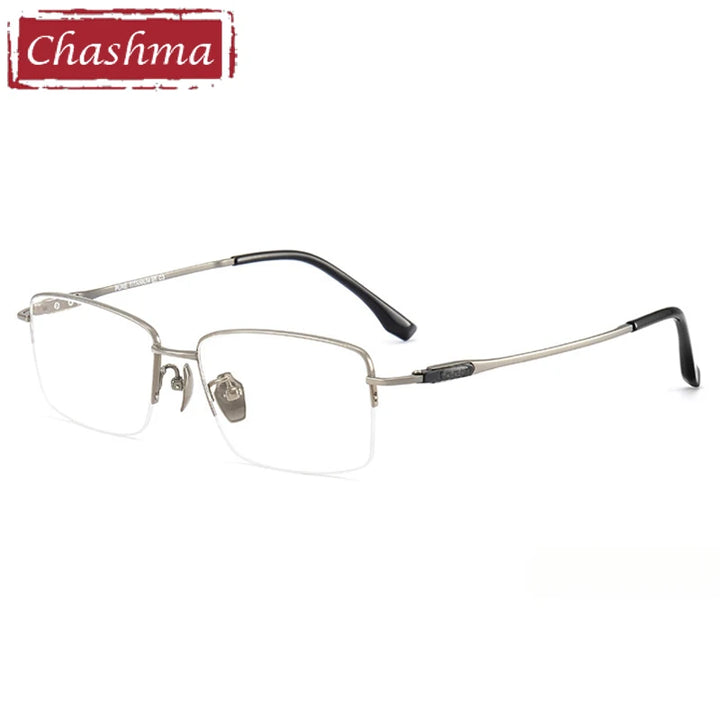 Chashma Ochki Unisex Semi Rim Big Square Titanium Eyeglasses 690053