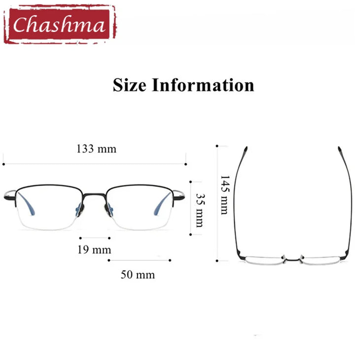 Chashma Ochki Women's Semi Rim Square Titanium Eyeglasses 355019