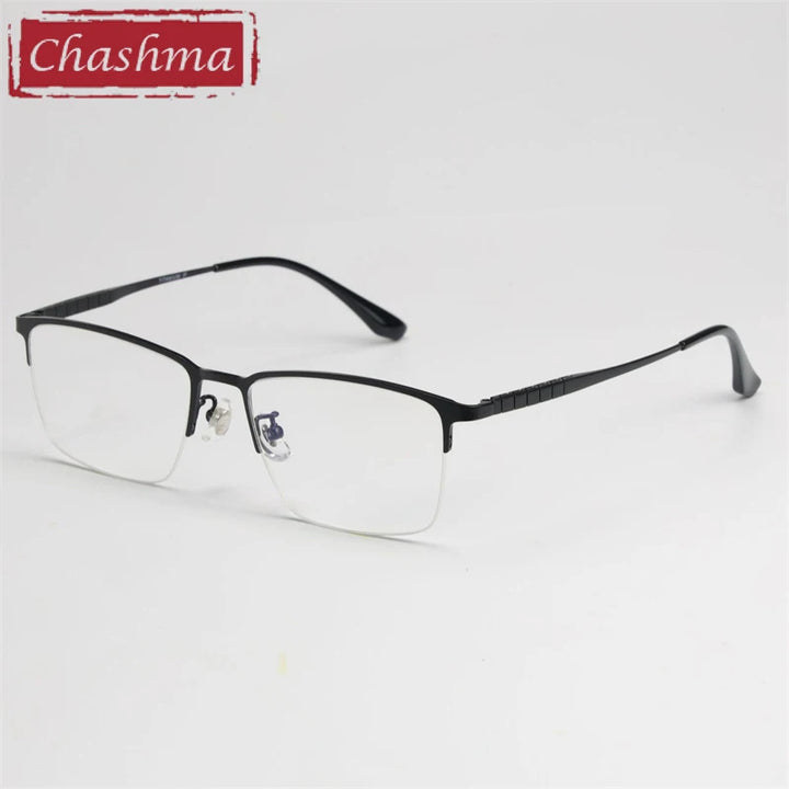 Chashma Ochki Men's Semi Rim Polygon Square Titanium Eyeglasses 965003