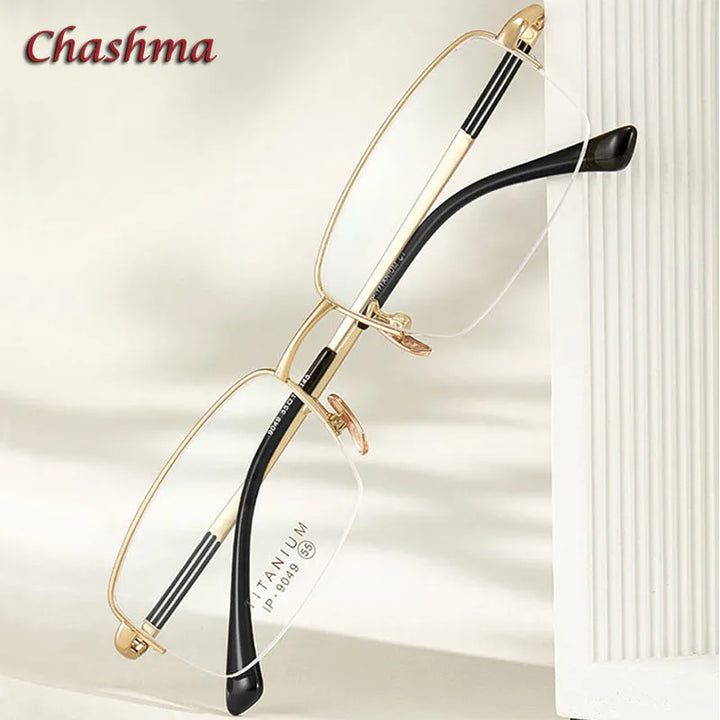 Chashma Ochki Unisex Semi Rim Square Titanium Eyeglasses 9049 Semi Rim Chashma Ochki   