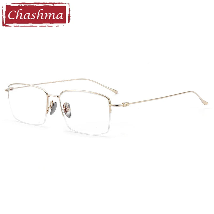 Chashma Unisex Semi Rim Square Titanium Eyeglasses 177503 Semi Rim Chashma Gold  