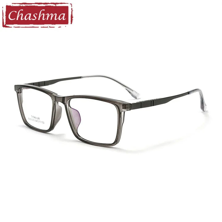 Chashma Unisex Full Rim Big Square Titanium Tr 90 Eyeglasses 61010 Full Rim Chashma Transparent Gray  