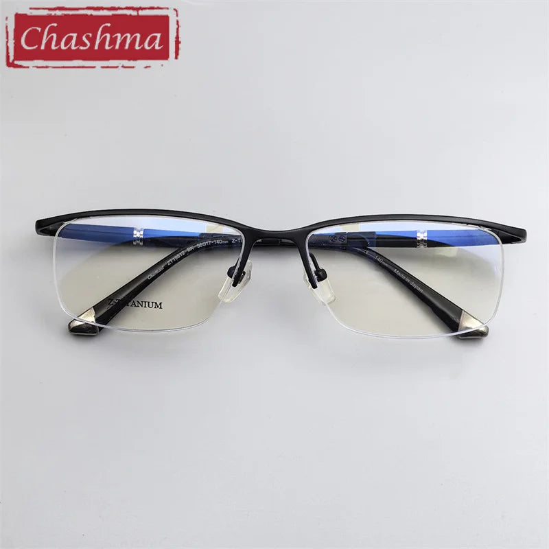 Chashma Unisex Semi Rim Square Brow Line Titanium Eyeglasses 819812