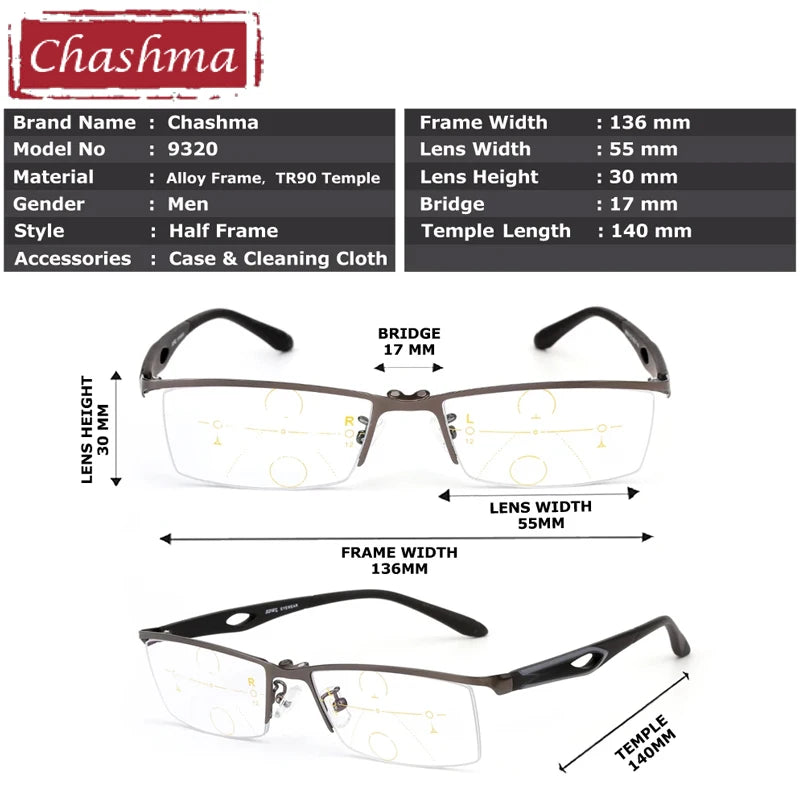 Chashma Ottica Women's Semi Rim Square Alloy Eyeglasses Clip On Sunglasses 4932