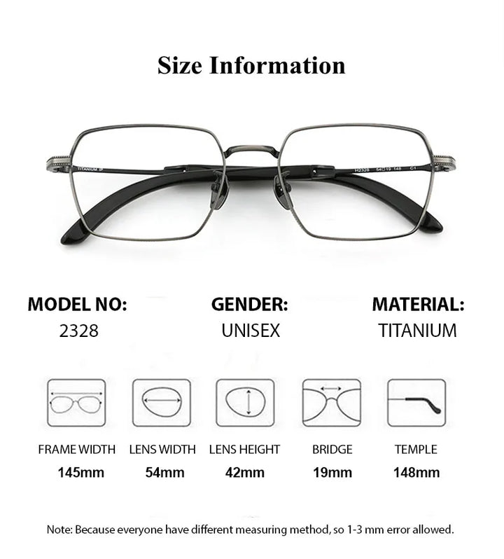 Chashma Unisex Full Rim Polygon Titanium Ox Horn Eyeglasses 23287