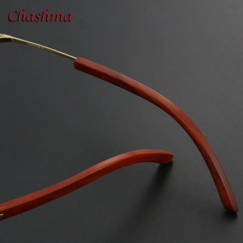 Chashma Ochki Unisex Rimless Square Titanium Rosewood Eyeglasses 2329 Rimless Chashma Ochki   