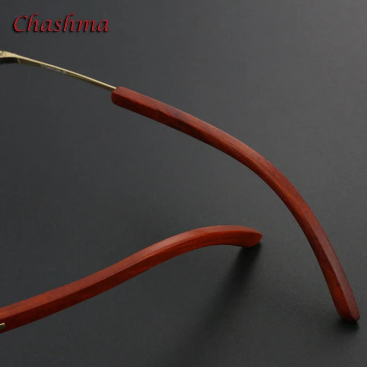 Chashma Ochki Unisex Rimless Square Titanium Rosewood Eyeglasses 2329 Rimless Chashma Ochki   