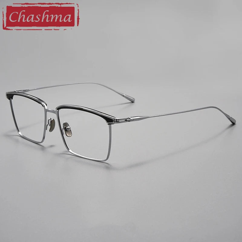 Chashma Ottica Unisex Full Rim Square Brow Line Titanium Eyeglasses 39887