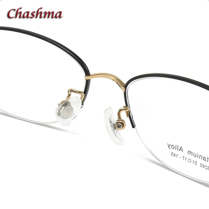 Chashma Ochki Women's Semi Rim Small Oval Square Titanium Eyeglasses 8240 Semi Rim Chashma Ochki   