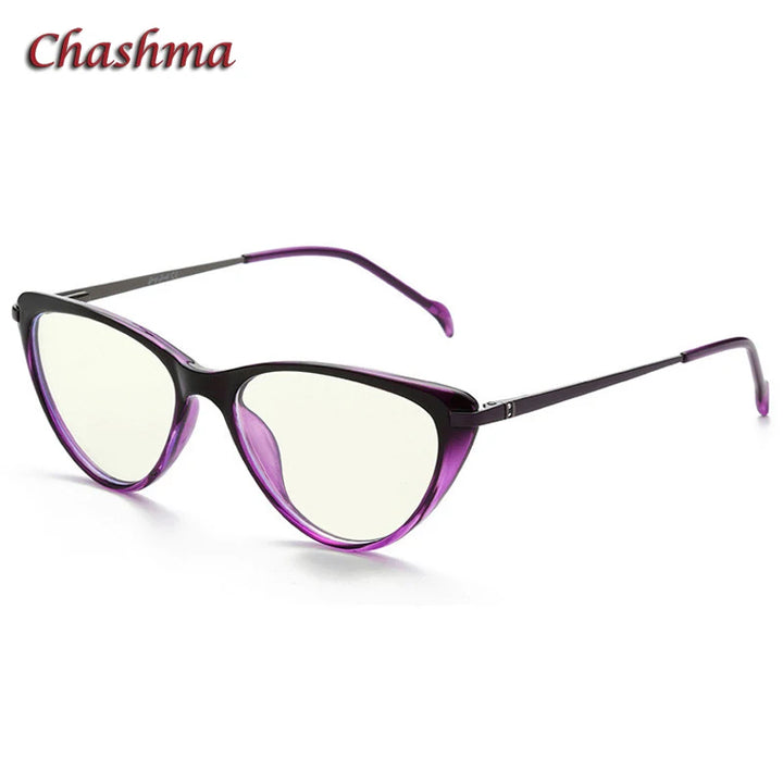 Chashma Ochki Women's Full Rim Cat Eye Tr 90 Stainless Steel Eyeglasses 72003 Full Rim Chashma Ochki Gradient Purple-C3  