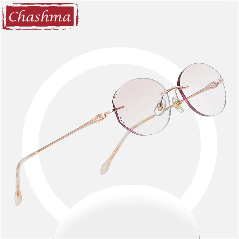 Chashma Ochki Women's Rimless Oval Square Titanium Eyeglasses 369123