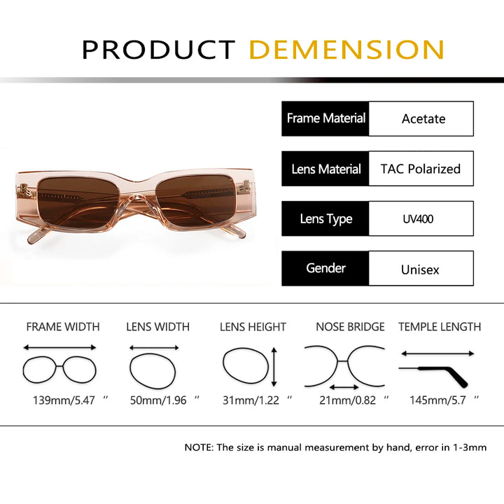Esnbie Women's Full Rim Square Oval Acetate Sunglasses 220321
