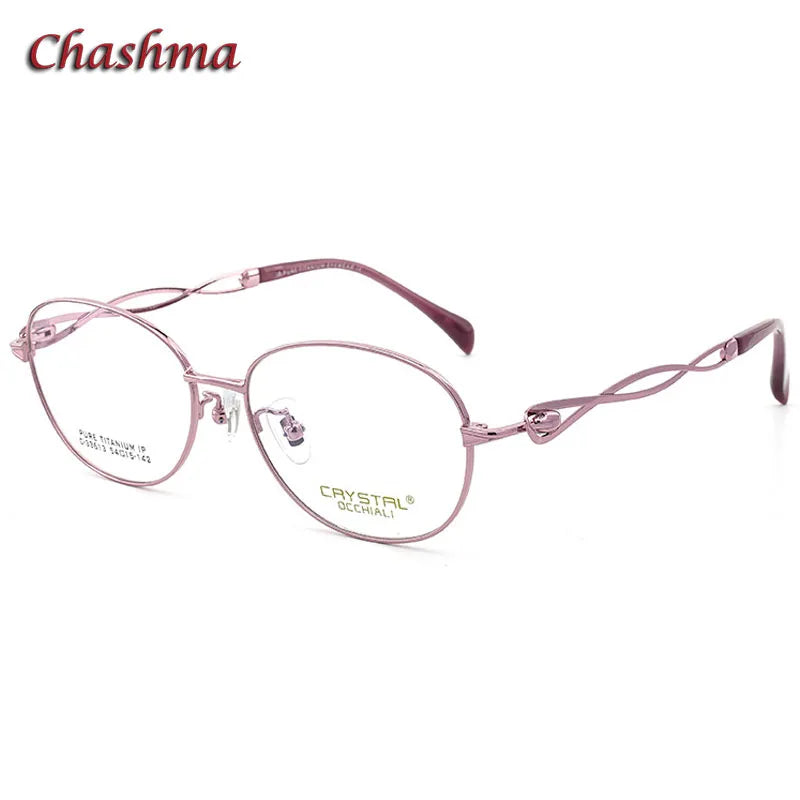 Chashma Ochki Women's Full Rim Oval Titanium Eyeglasses 33613 Full Rim Chashma Ochki Purple  