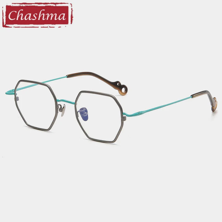 Chashma Unisex Full Rim Hexagon Square Titanium Eyeglasses 35961