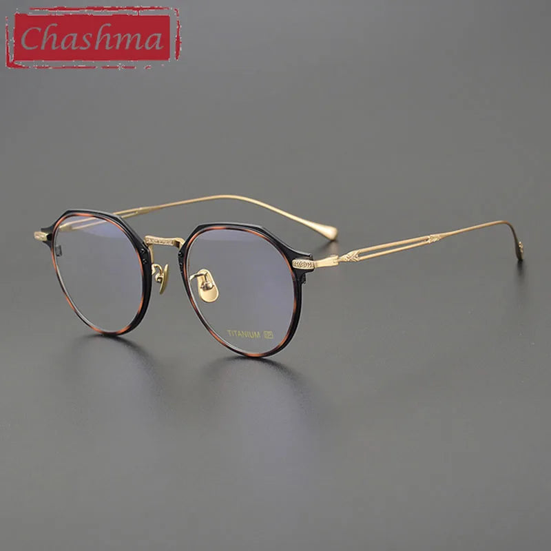 Chashma Unisex Full Rim Flat Top Round Titanium Acetate Eyeglasses 061 Full Rim Chashma   