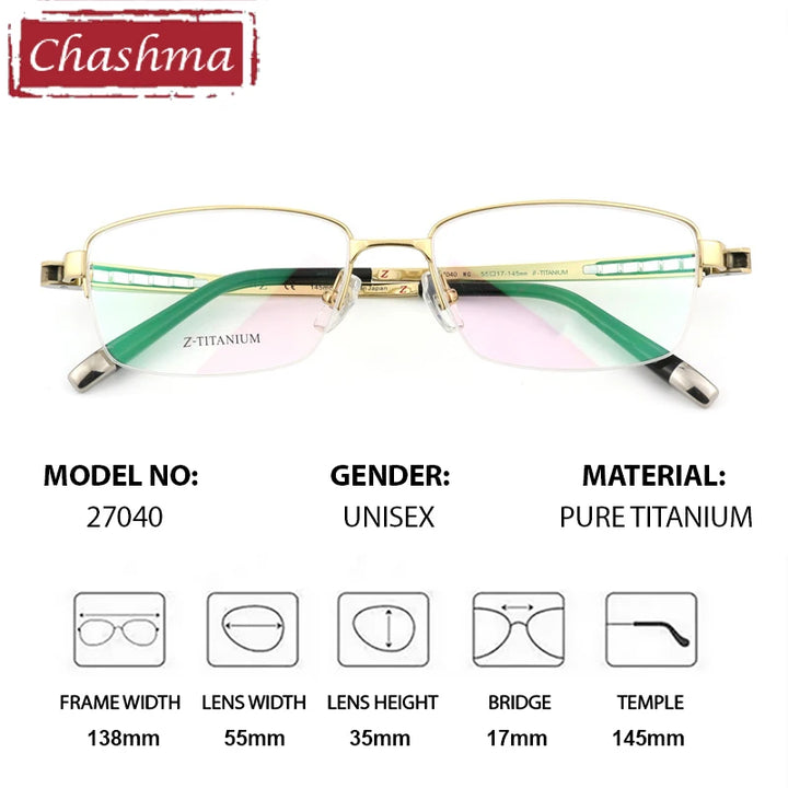 Chashma Ochki Women's Semi Rim Polygon Square Titanium Eyeglasses 627040