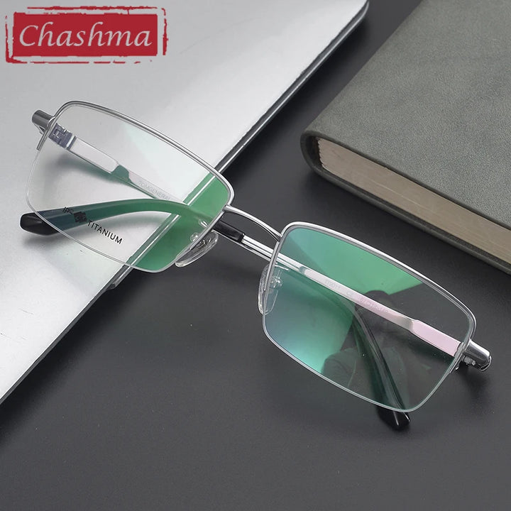 Chashma Ottica Unisex Semi Rim Square Titanium Eyeglasses 9011 Semi Rim Chashma Ottica   