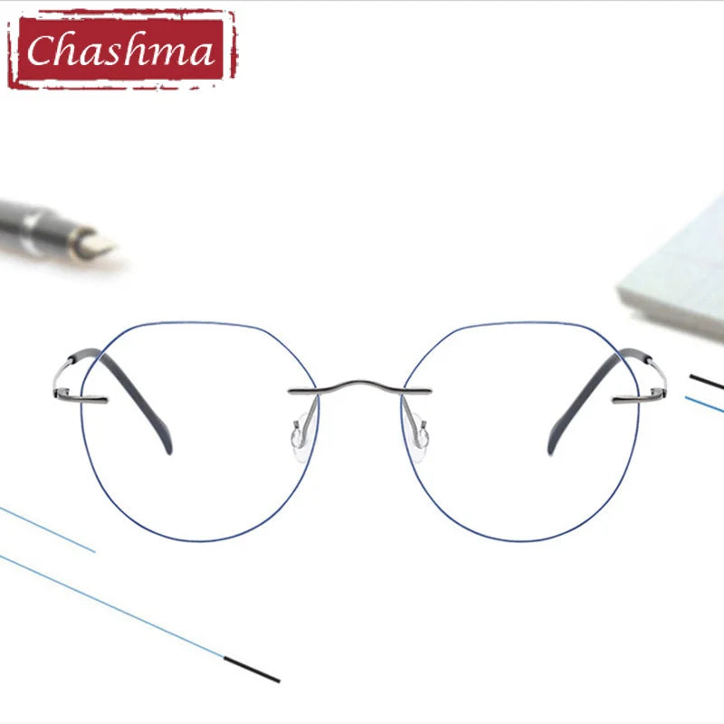 Chashma Women's Rimless Flat Top Round Titanium Eyeglasses 778408