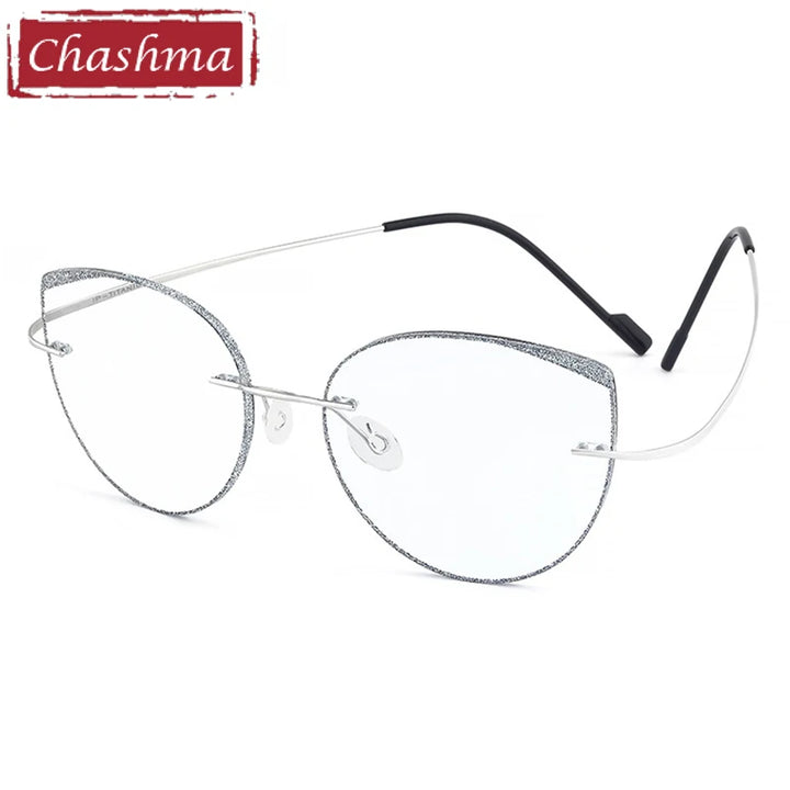 Chashma Women's Rimless Round Cat Eye Titanium Eyeglasses 431814