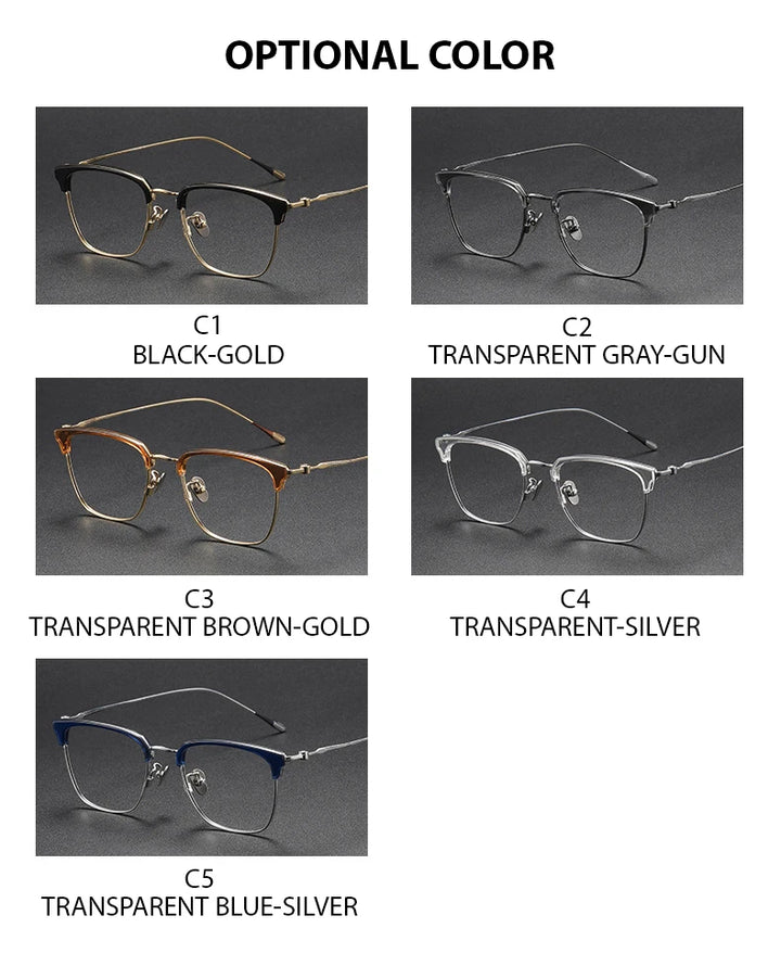 Chashma Ochki Unisex Full Rim Square Titanium Acetate Eyeglasses 480899 Full Rim Chashma Ochki   