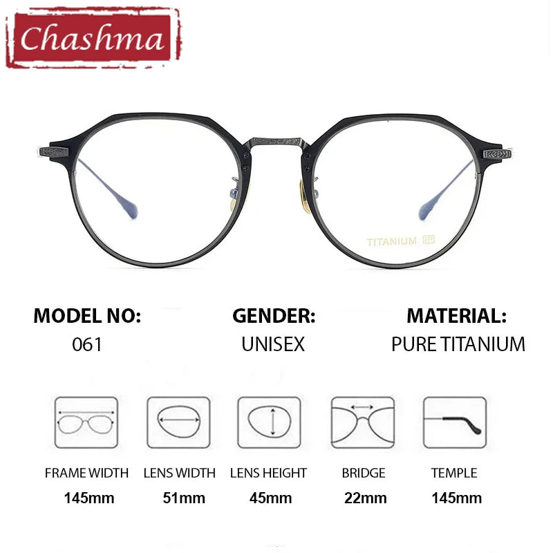 Chashma Unisex Full Rim Polygon Titanium Acetate Eyeglasses 871061
