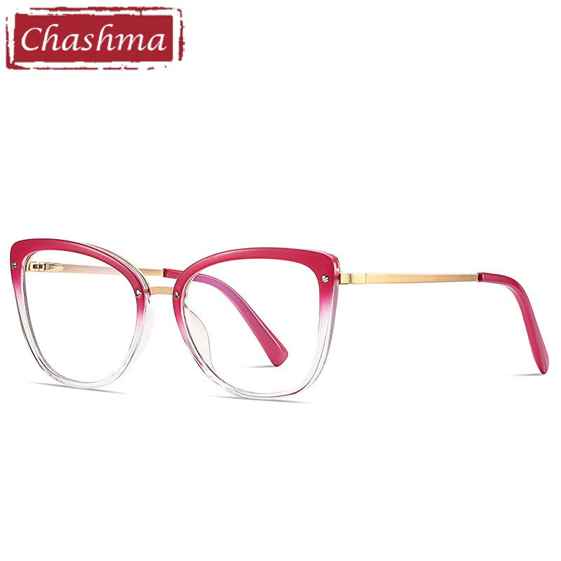Chashma Women's Full Rim Square Cat Eye Tr 90 Titanium Spring Hinge Eyeglasses Full Rim Chashma Gradient Red  