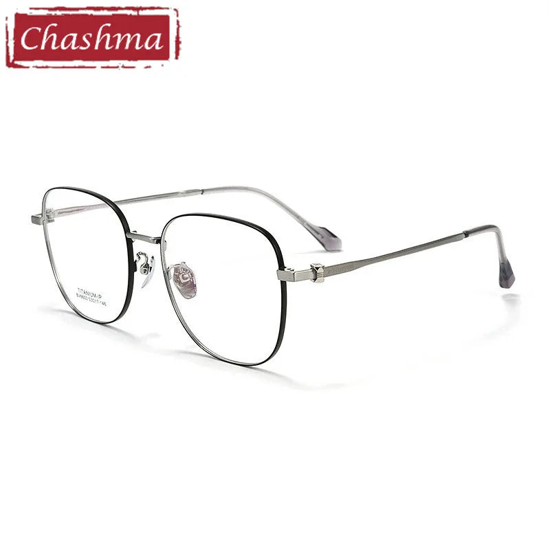 Chashma Unisex Full Rim Square Titanium Eyeglasses 6602 Full Rim Chashma Black-Silver  