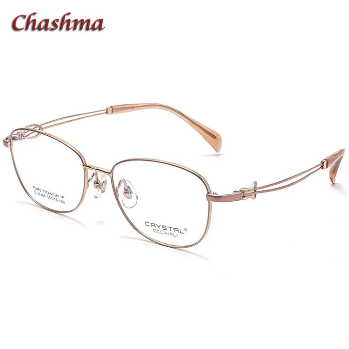 Chashma Ochki Women's Full Rim Square Titanium Eyeglasses 33368 Full Rim Chashma Ochki Pink  