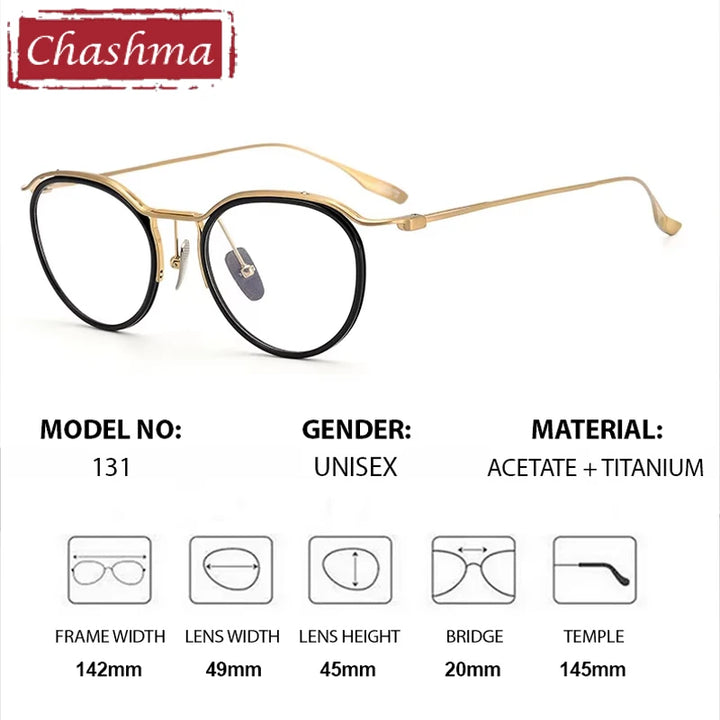 Chashma Ottica Unisex Full Rim Oval Acetate Titanium Eyeglasses 412131