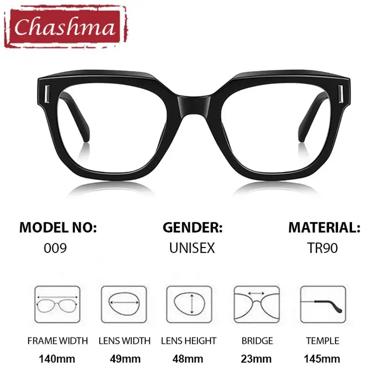 Chashma Ottica Women's Full Rim Square Tr 90 Titanium Eyeglasses 774009 FuzWeb