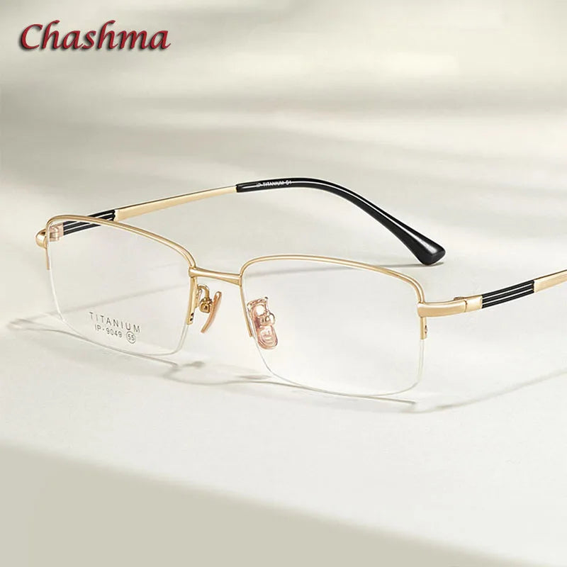 Chashma Ochki Unisex Semi Rim Square Titanium Eyeglasses 9049 Semi Rim Chashma Ochki   