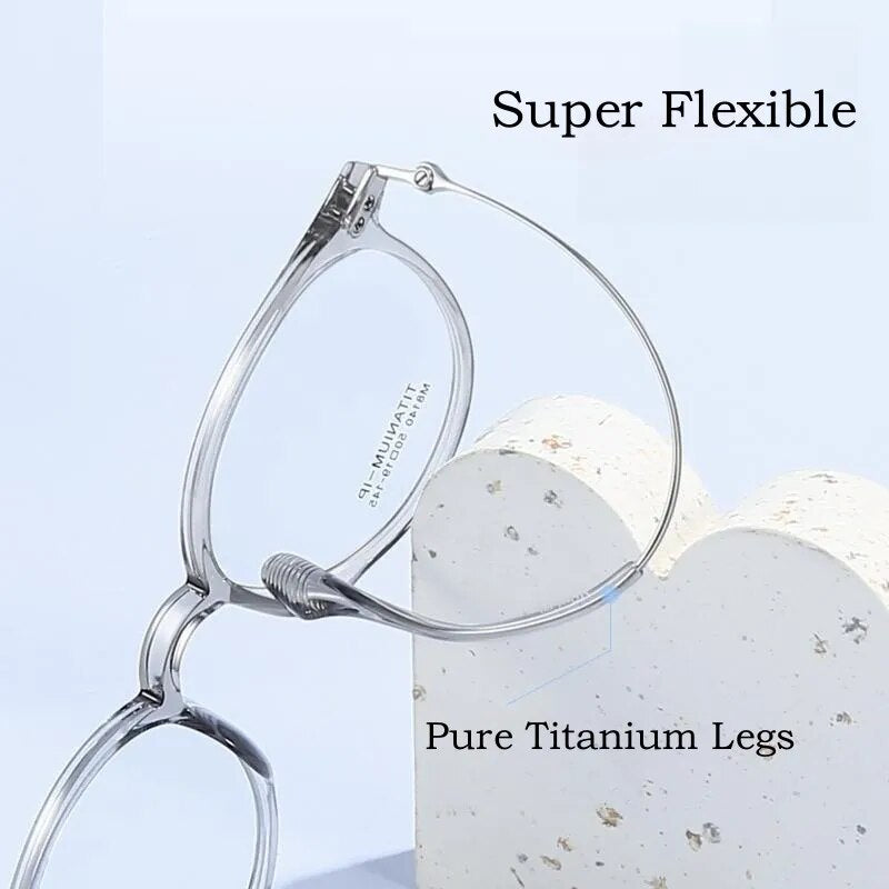 Yimaruili Men's Full Rim Round Tr 90 Titanium Eyeglasses M8140 Full Rim Yimaruili Eyeglasses   